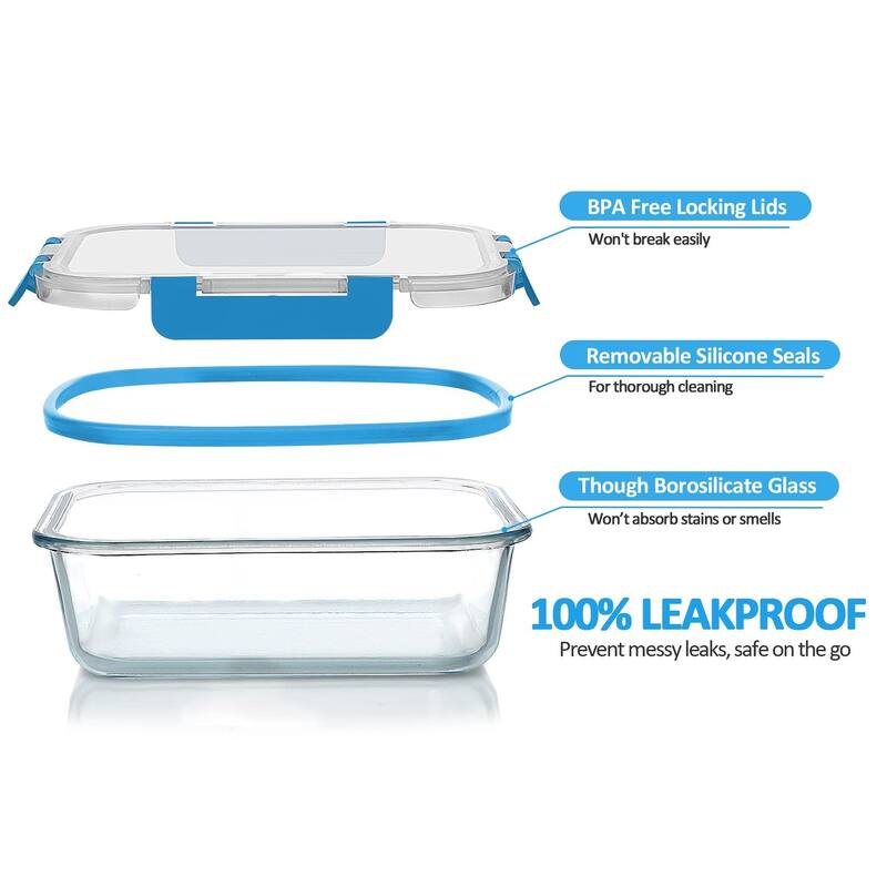 30 Pieces Glass Food Storage Containers with Upgraded Snap Locking Lids,Glass Meal Prep Containers Set