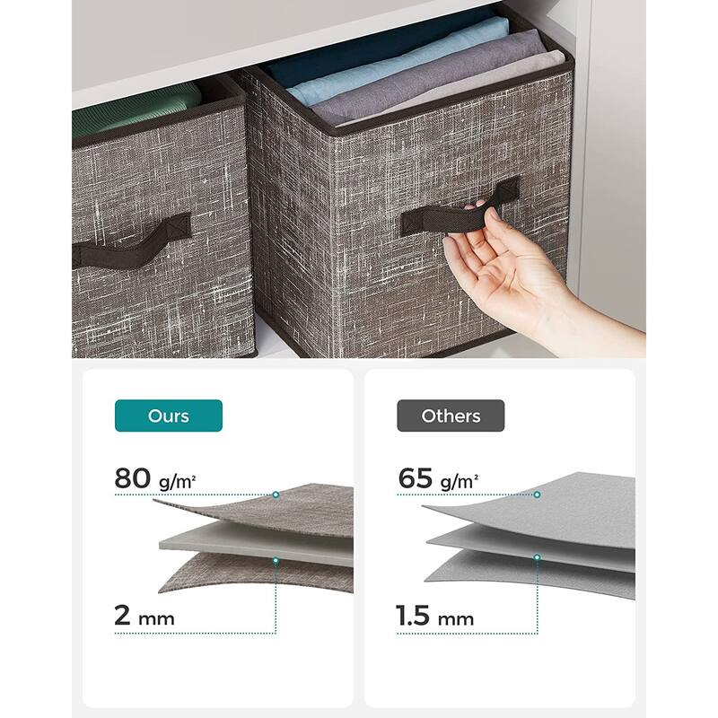 6 Fabric Foldable Storage Cubes with Handles Stylish Print Ideal for Bedroom and Living Room