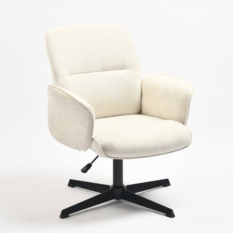 Homy Casa 3-Piece Round Table and Swivel Chair Set - White Tulip Table with 2 Office Chairs