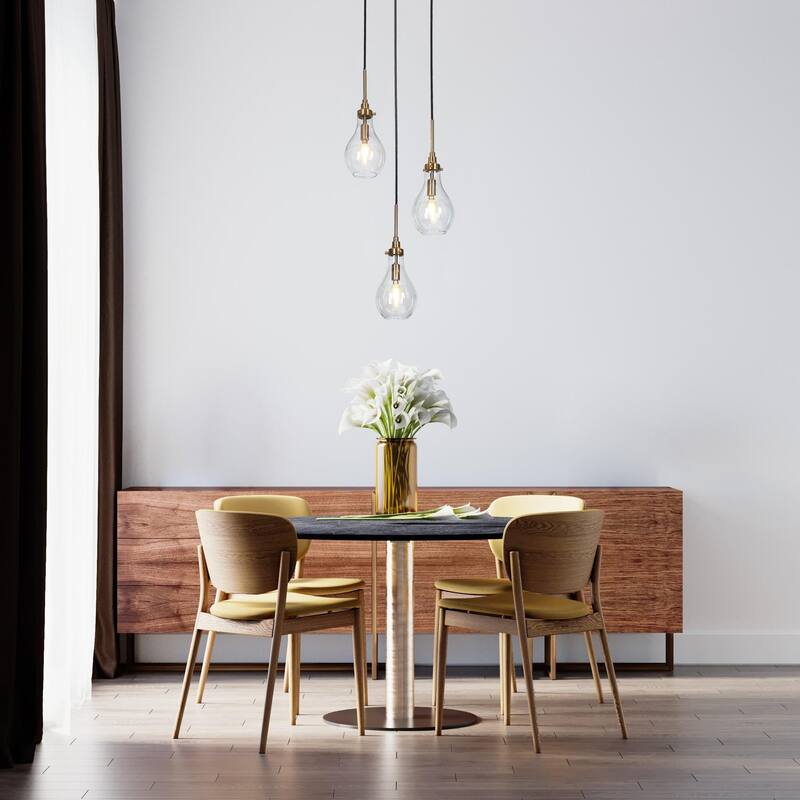 Synia Mid-century Modern 3-Light Cluster Haging Pendant Lights Round Circle Chandelier Kitchen Island - D 12.2'' x H 74.2''