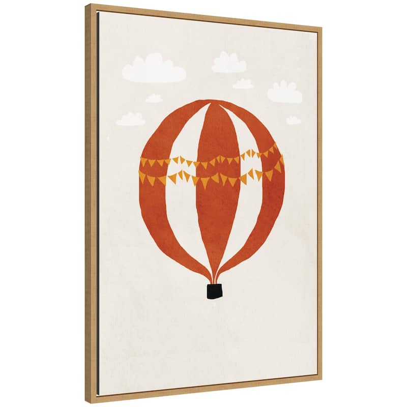 Kate and Laurel Hot Air Balloon II by July Art Prints Framed Canvas Wall Art Print - 23x33 - Natural