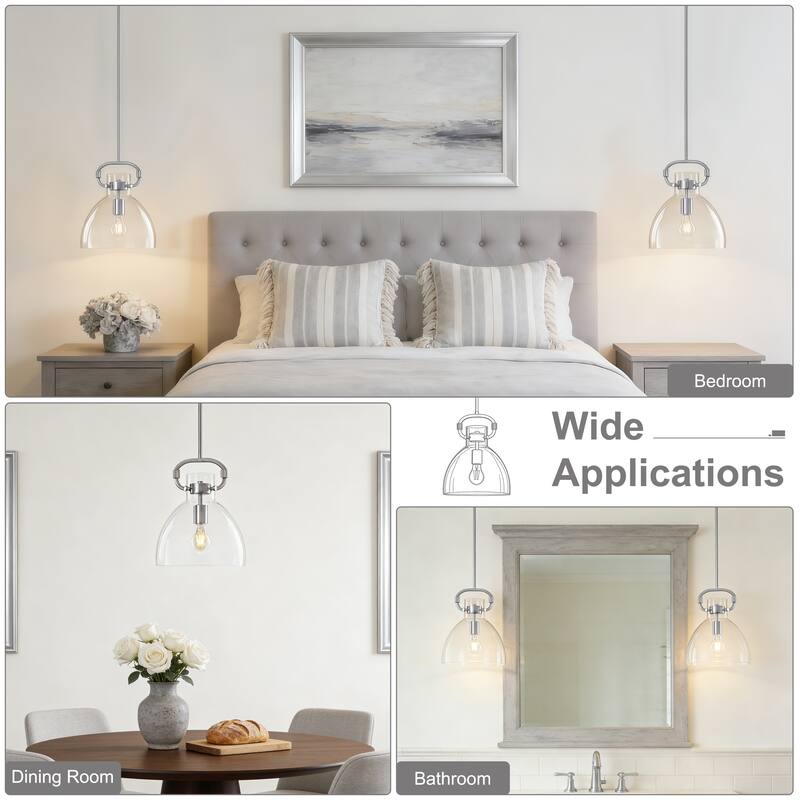 Starsky 1-Light Industrial Pendant With Glass Shade