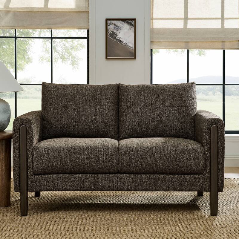 Hawken Boucle Fabric Loveseat - Antique Espresso