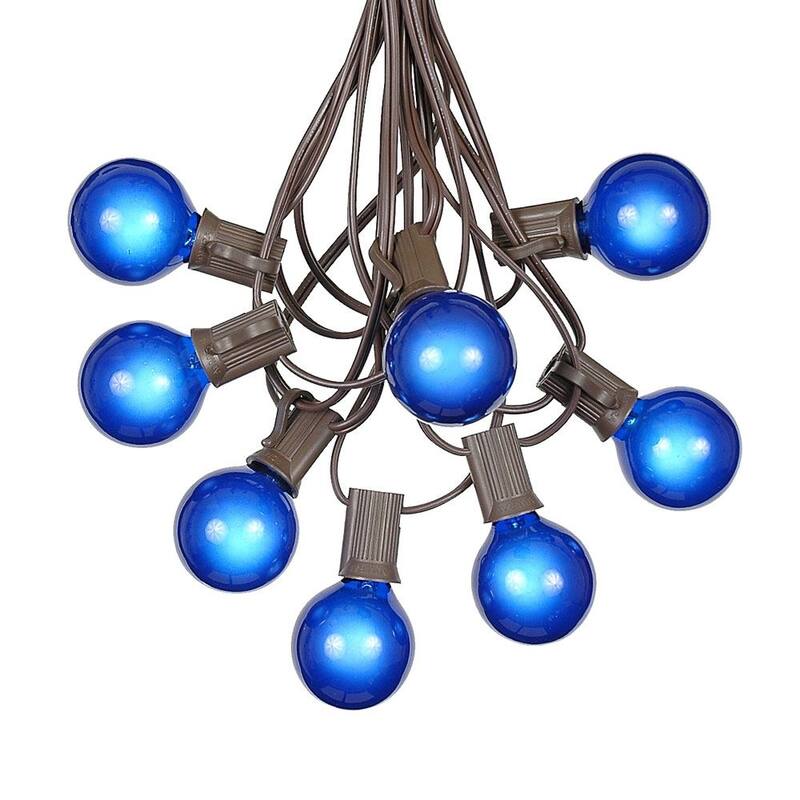 25 Foot G40 Outdoor Globe Patio String Lights - Set of 25 G40 Globe Bulbs - Blue