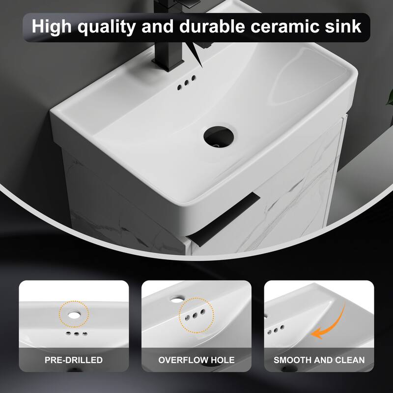 Plywood Wall-Mounted Bathroom Vanity with Integrated Resin Sink