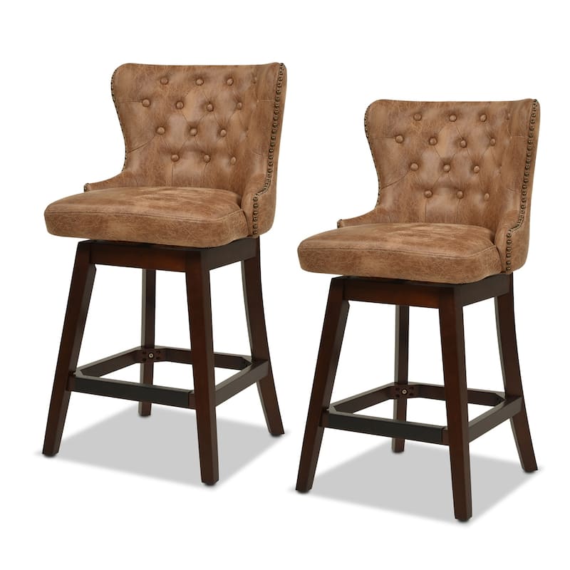 Holmes 27" Tufted Swivel Faux Leather Counter Stool