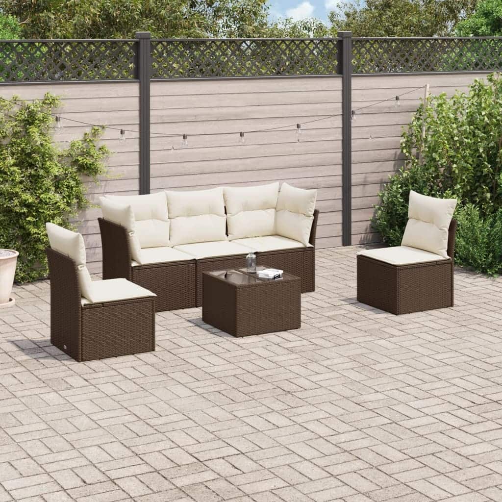 vidaXL Garden Sofa Set Brown Poly Rattan Medium Modular - 21.7 x 21.7 x 14.6