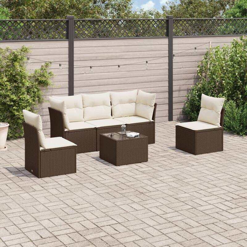vidaXL Garden Sofa Set Brown Poly Rattan Medium Modular - 21.7 x 21.7 x 14.6
