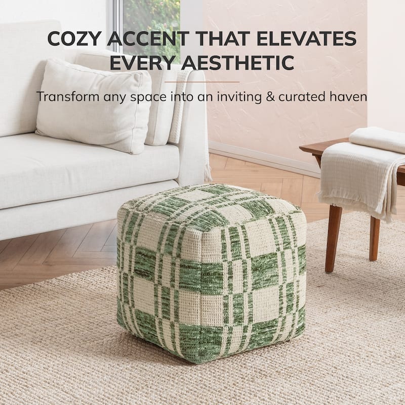 Jani 20-inch Ottoman Pouf - Handcrafted Handmade Ottoman for Seating, Footrest, Home Decor for Living Room, Bedroom
