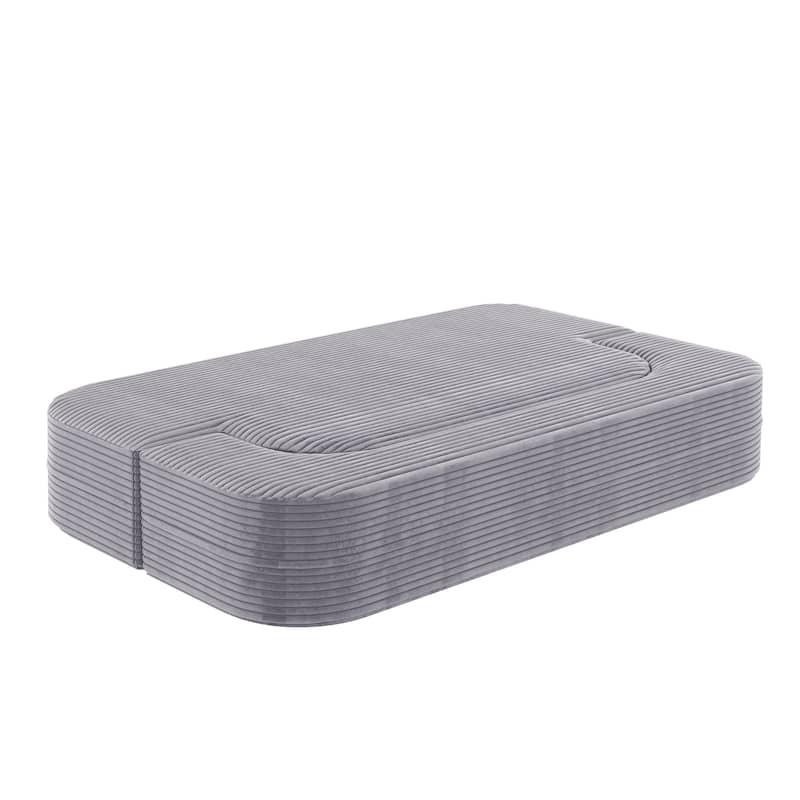 78.7" Modern Convertible Corduroy Sofa Bed with 2 Pillows, Floor Deep Seat Sleeper Couch, Foldable 2-in-1 Sofa for Living Room