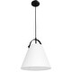 preview thumbnail 1 of 2, 1 Light Emperor Pendant Matte Black with White Shade