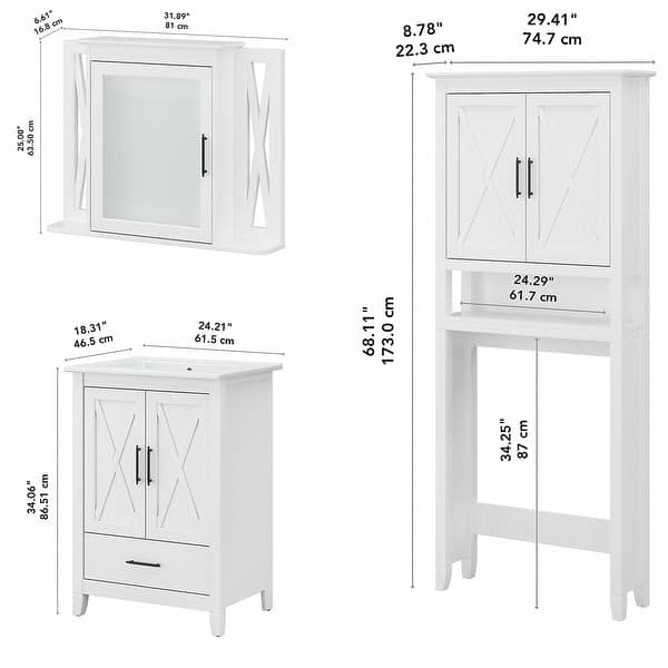 dimension image slide 0 of 2, Key West 24W Bathroom Vanity, Mirror and Space Saver by Bush Furniture