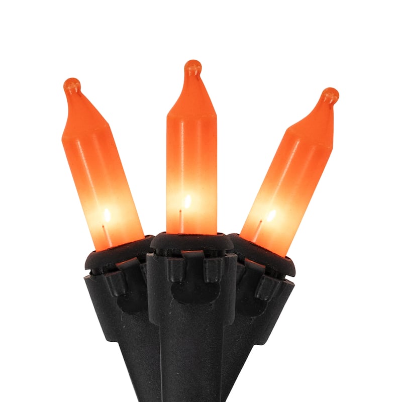 100-Count Orange Mini Halloween Light Set 20ft Black Wire - 20'