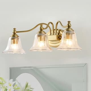 22.83in Bathroom Vanity Black Vintage Light Fixture 3 Lights Bathroom Lighting with Glass Shade - 22.83