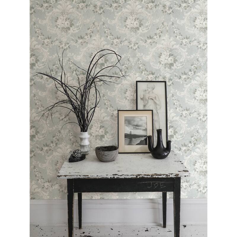 Zio and Sons This Old Hudson Vintage Blue Rose Damask Wallpaper