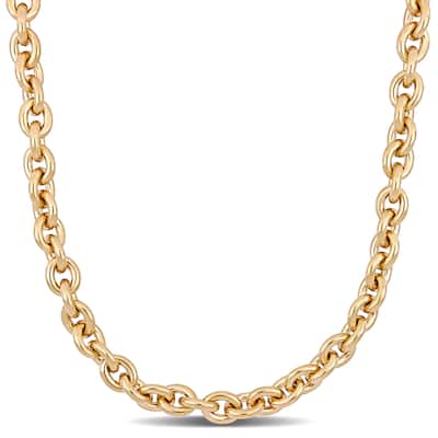 Miadora Yellow Plated Sterling Silver Oval Link Chain Necklace - 18 inch x 10 mm x 10 mm - 18 inch x 10 mm x 10 mm