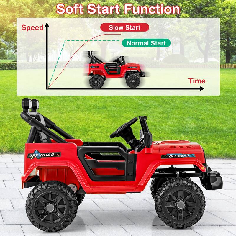 Gymax 12V Kids Ride on Truck Car w/Remote Control Threaded Wheels 3