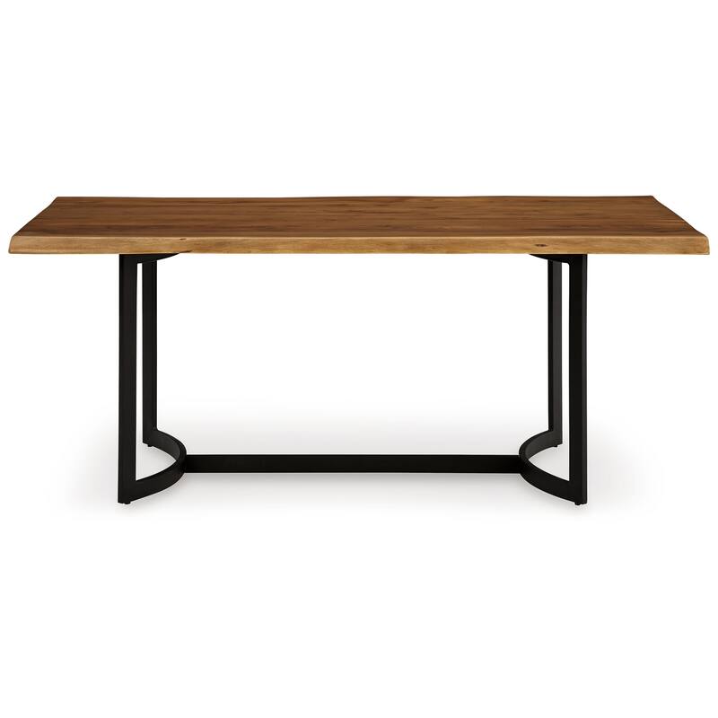Dinno Dining Table, Live Edge Design, Light Brown Acacia Wood, 72 Inch