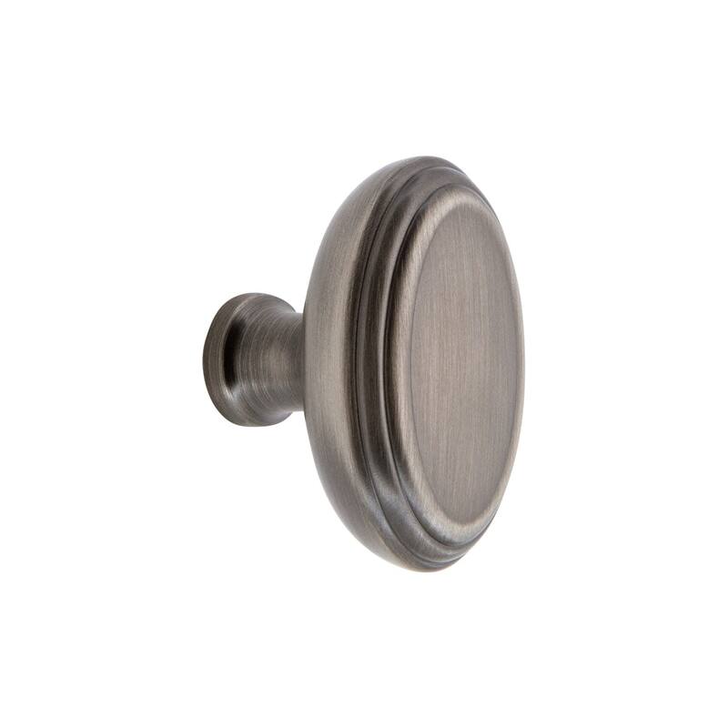 Grandeur ANNE-BRASS-KNOB Anneau 1-3/4" Solid Metal Classic Flat Oval - Antique Pewter