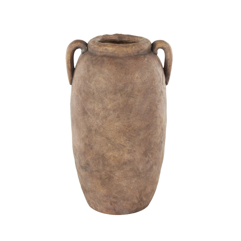 Ceramic Antique Style Textured Vase with Handles - Copper or White - Roche River Decor