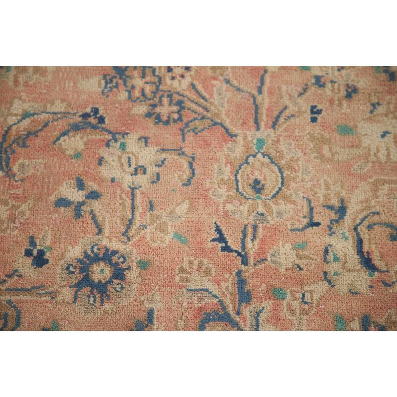 Hand Knotted Oriental 100% Wool Carpet Traditional Floral Pink Mashad Area Rug - 12' 10'' X 9' 6''