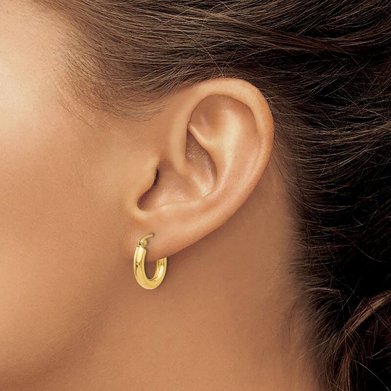 Curata 14k Yellow Gold Polished Polished Hoop Earrings - 14x14mm