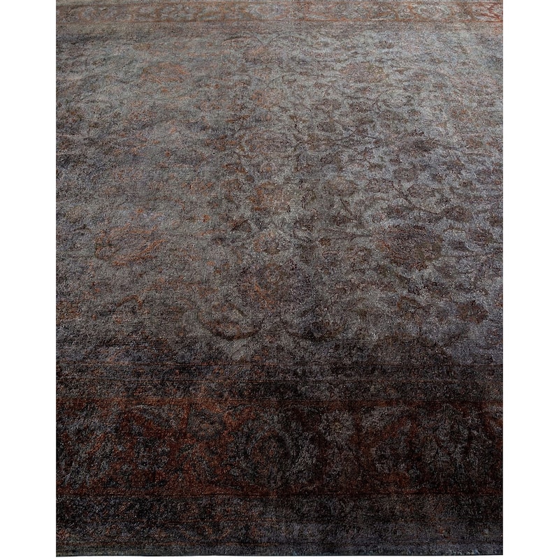 Overton Hand Knotted Wool Vintage Inspired Modern Contemporary Overdyed Gray Area Rug - 8' 4" x 10' 4"
