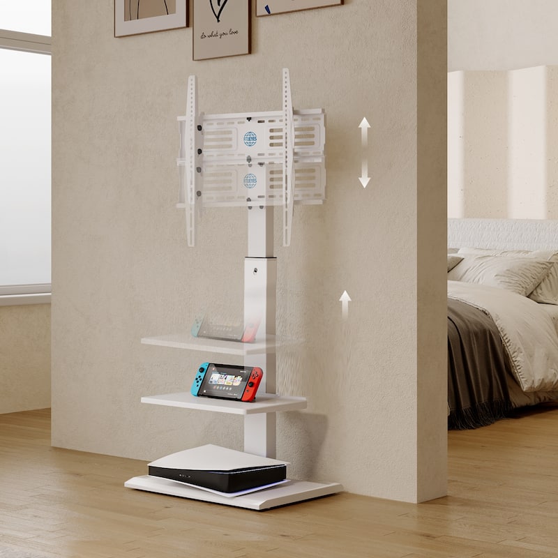 FITUEYES Iron Base Universal Floor TV Stands for 32-75 Inch TVs,With One Shelf