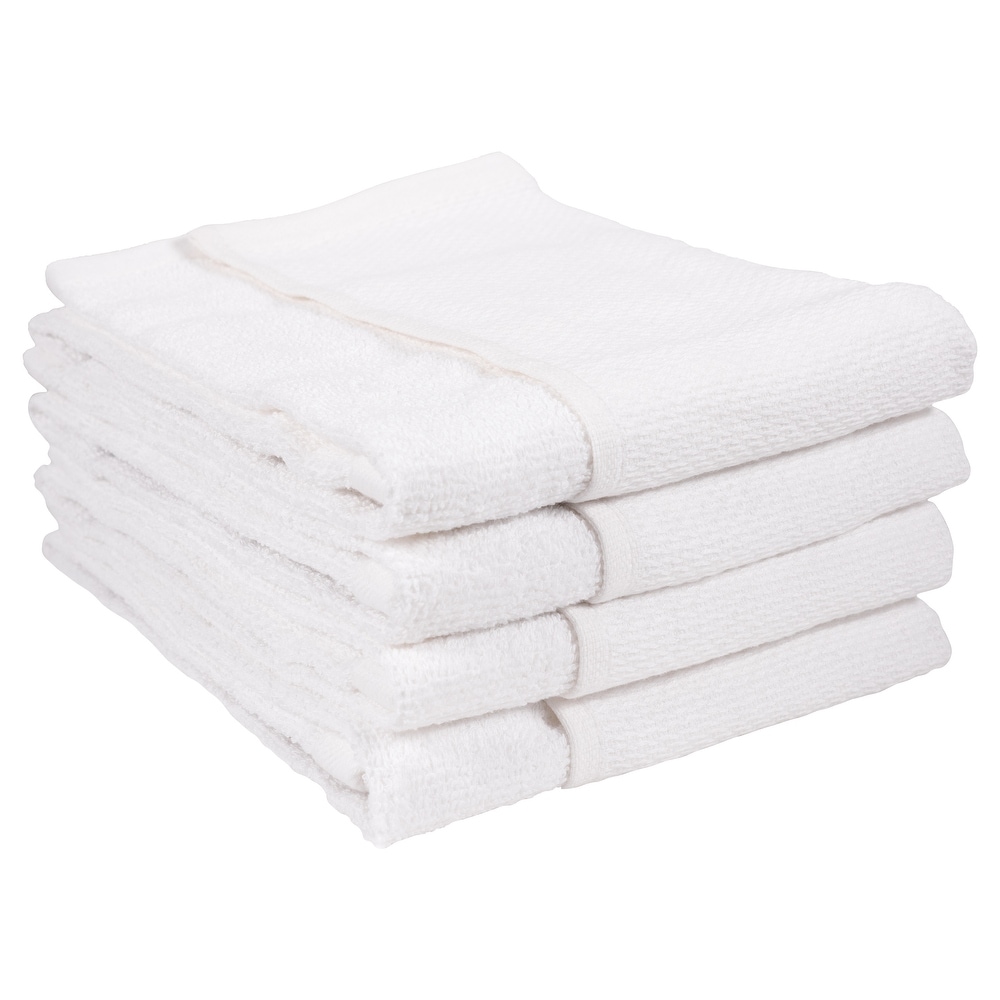 Towels Kitchen Towels, Pack of 4, 12 x 12 Inches, Spun Cotton Super Soft and Absorbent Black Dish Towels, Tea Towels and Bar Towels, Size: 4pcs, White