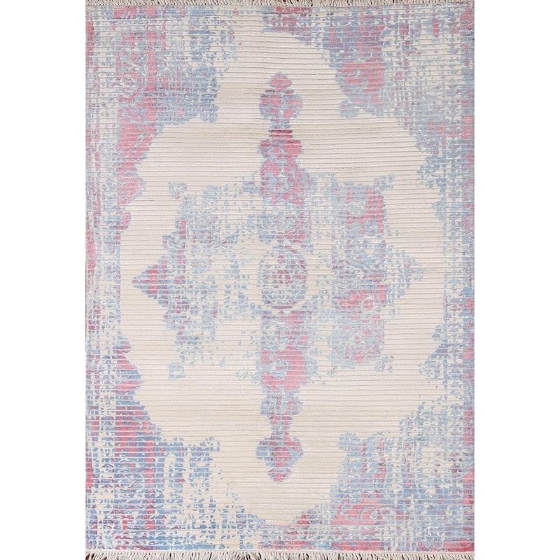 Striped Abstract Accent Rug Hand-Knotted Wool Carpet - 3'11"x 5'10"