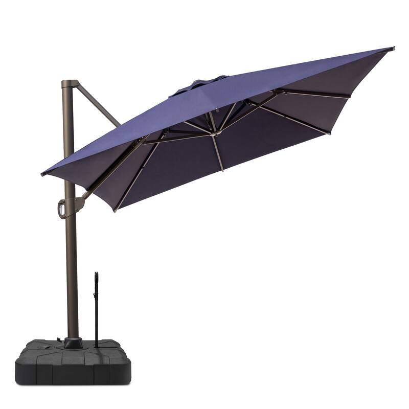 13 ft x 10 ft Outdoor Luxury Aluminum Patio Cantilever Offset Umbrella and Base with Wheels