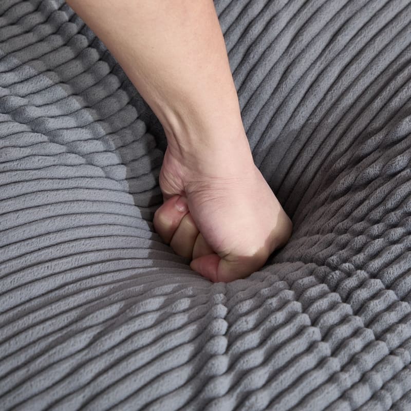 102.95" L-Shaped Corduroy Sectional Sofa with Movable Ottoman