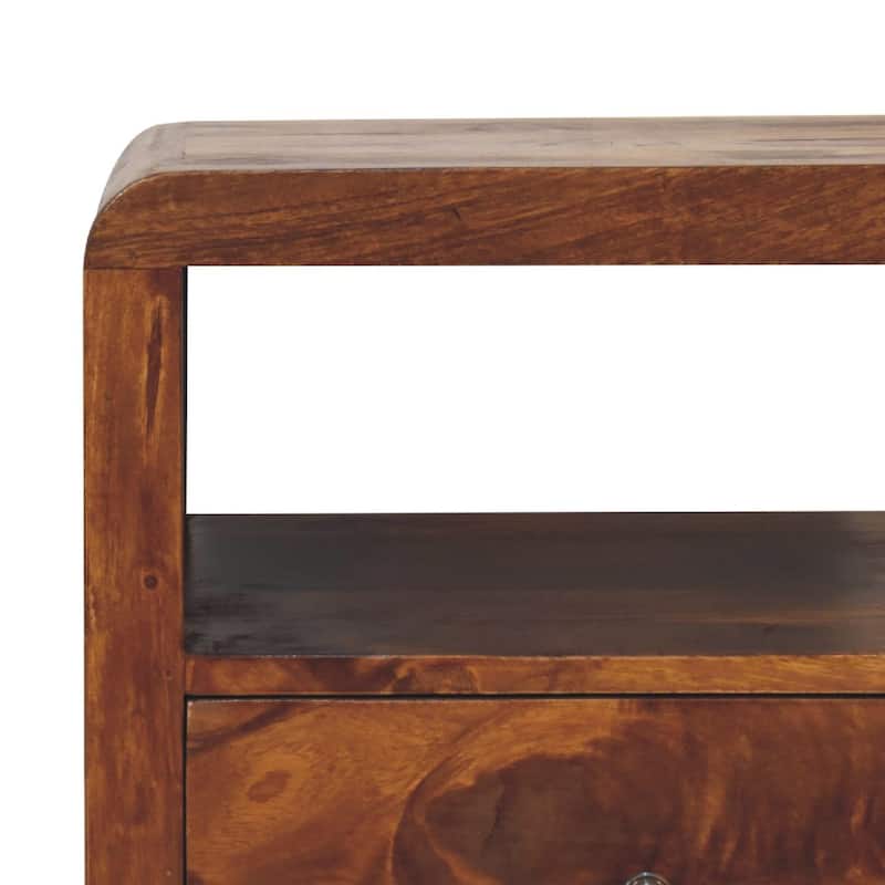 HomeRoots 24" Chestnut Solid Wood Two Drawer Nightstand