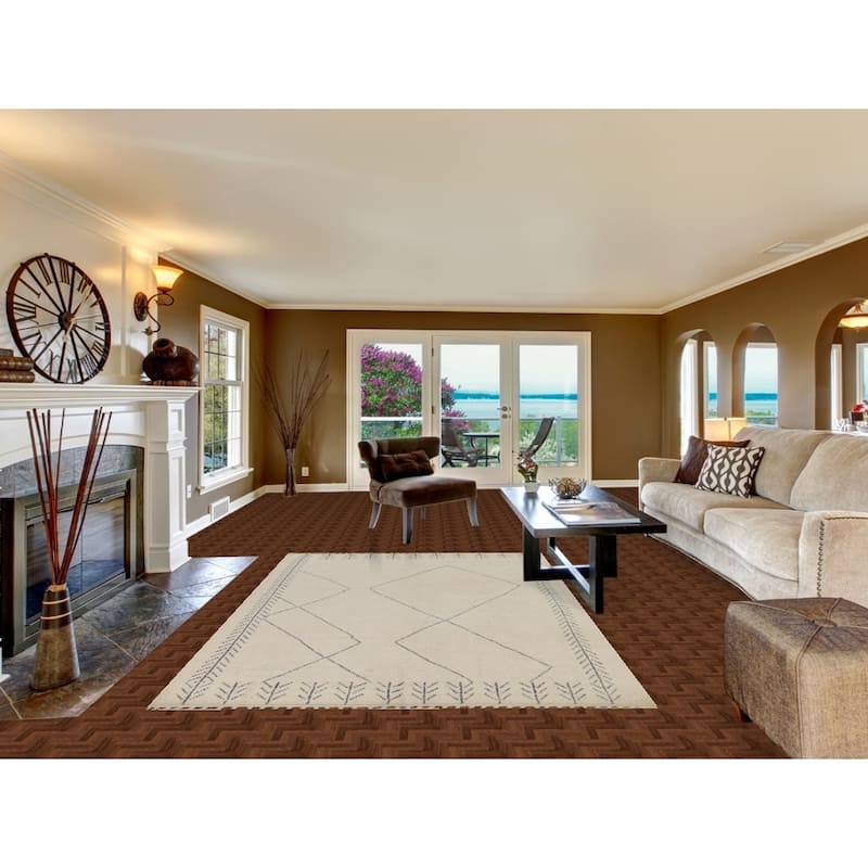 Ivory Moroccan Area Rug Handmade Wool Carpet - 5'11"x 9'4"