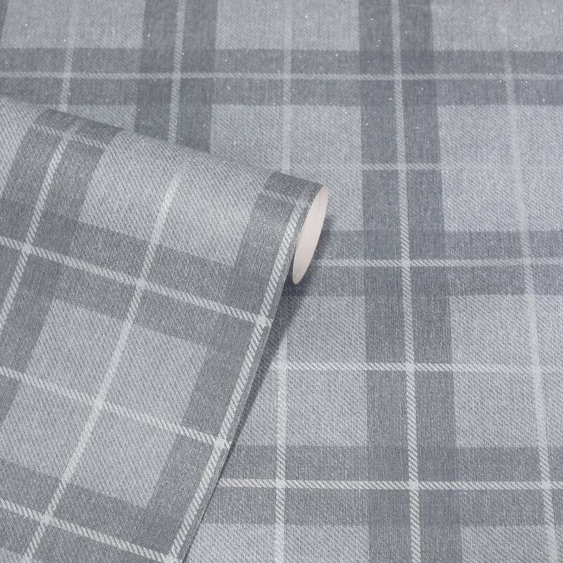 Arthouse Hudson Grey Checkered Plaid Wallpaper