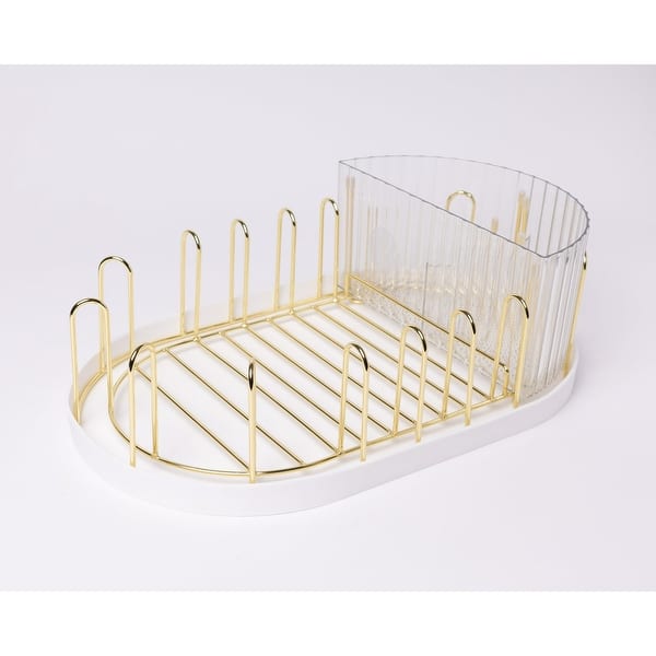 slide 2 of 9, Winnie & Lu Airess Drying Rack - Baby Bottle Drying Rack & Kitchen Organizer Gold and White