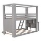 preview thumbnail 20 of 20, Solid Wood Twin Over Full Bunk Bed with Desk&Shelves,Green