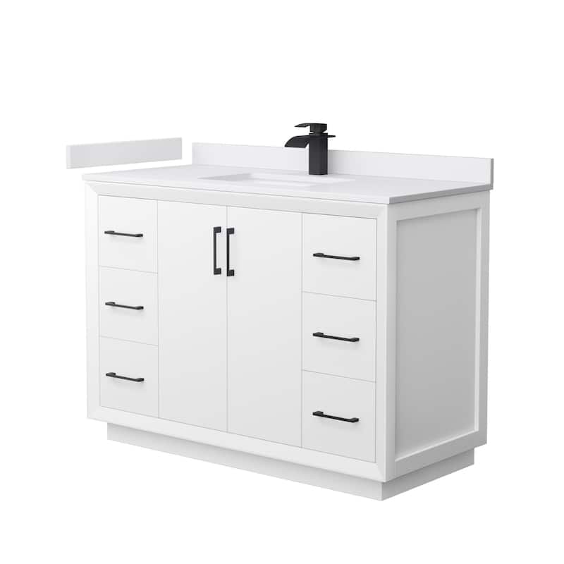 Wyndham Collection WCF414148S-VCA-UNSMXX Strada 48" Free Standing - White / White Cultured Marble Top / Matte Black - Painted