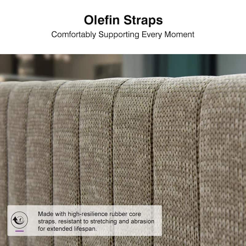 PURPLE LEAF Santori L-shape 7 Piece Khaki Sofa with Ottoman and Cushion for Poolside Garden Outdoor Patio Conversation Set