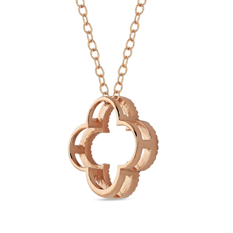 1/6ct - 1ct TDW Diamond 14K Gold Open Clover Pendant Necklace for Women