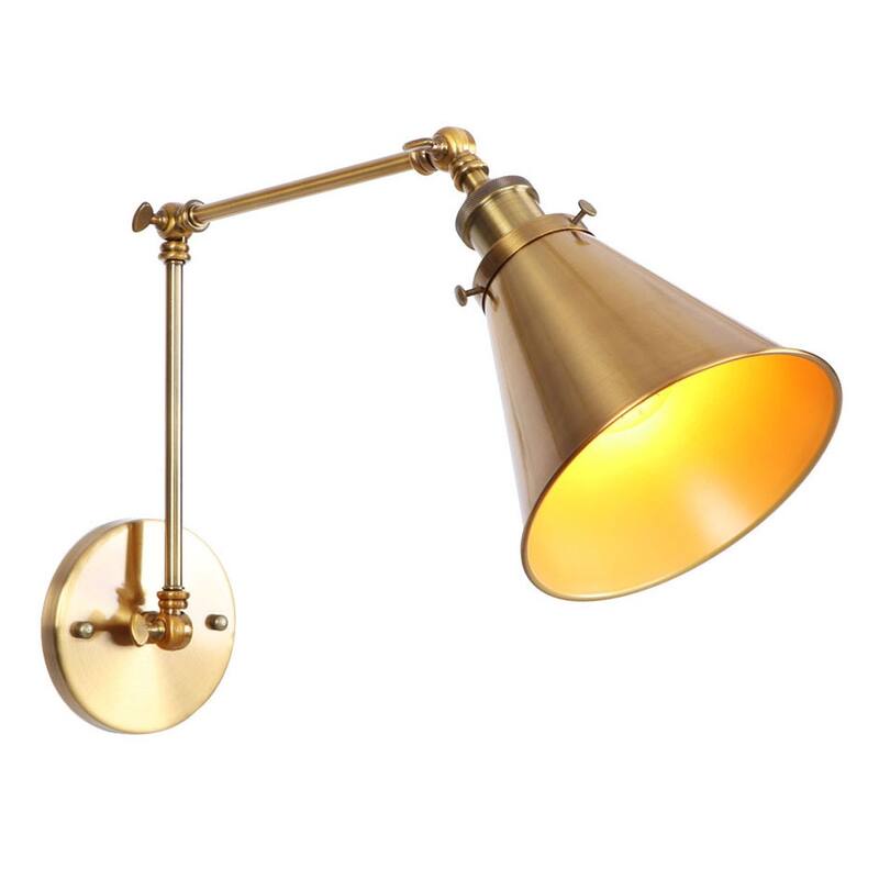 Industrial 1-Light Swing Arm Wall Sconce with Metal Cone Shade