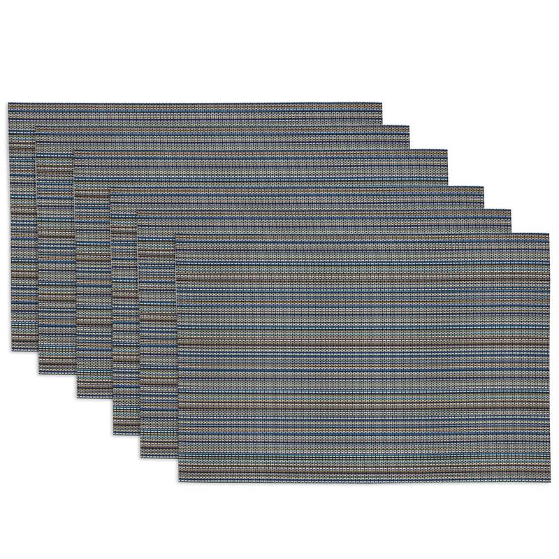 DII Ocean Micro Stripe Placemat Set, 13x19", 6 Piece - Ocean Micro Stripe