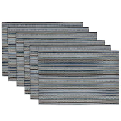 DII Ocean Micro Stripe Placemat Set, 13x19", 6 Piece