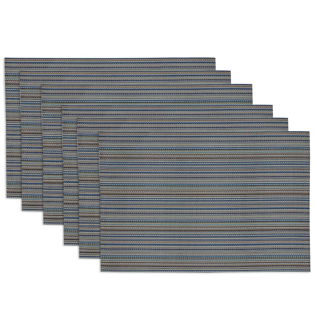 DII Ocean Micro Stripe Placemat Set, 13x19", 6 Piece