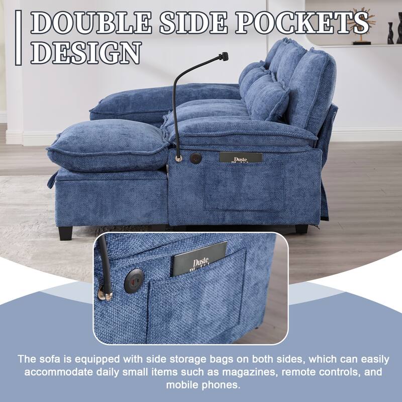 HOMEFUN Chenille Upholstered Oversized U-shaped Comfy Modular Sectional Sofa with Storage Ottoman