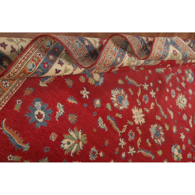 Red Kazak Oriental Area Rug Hand-Knotted Traditional Wool Carpet - 8'9"x 11'8"
