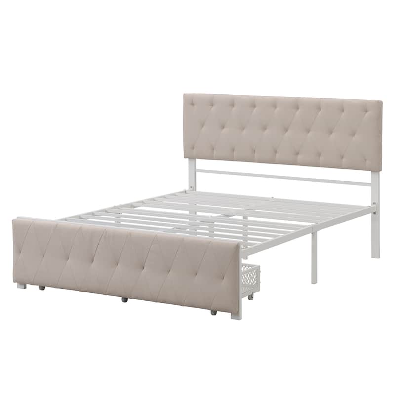 Storage Bed Metal Platform Bed with a Big Drawer