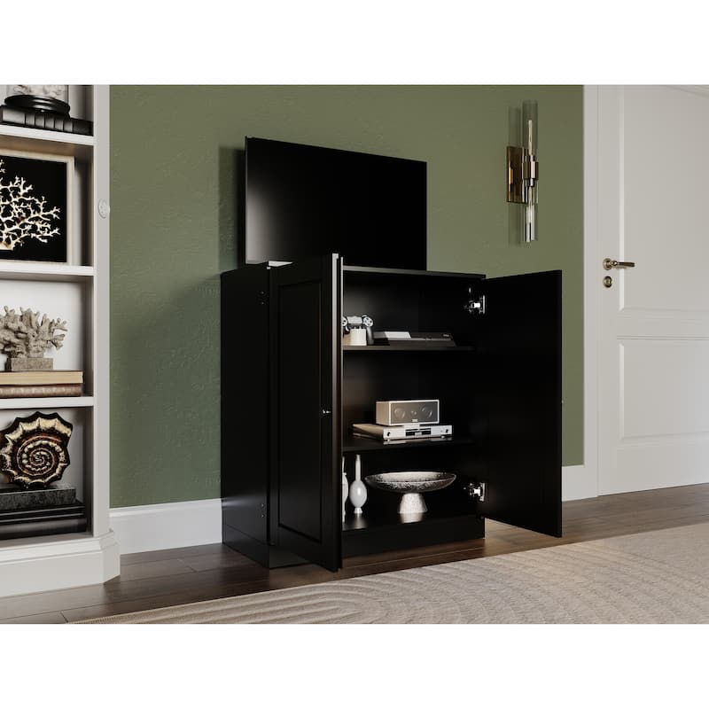 Palace Imports 100% Solid Wood TV Stand with Solid Doors for TVs up to 32"