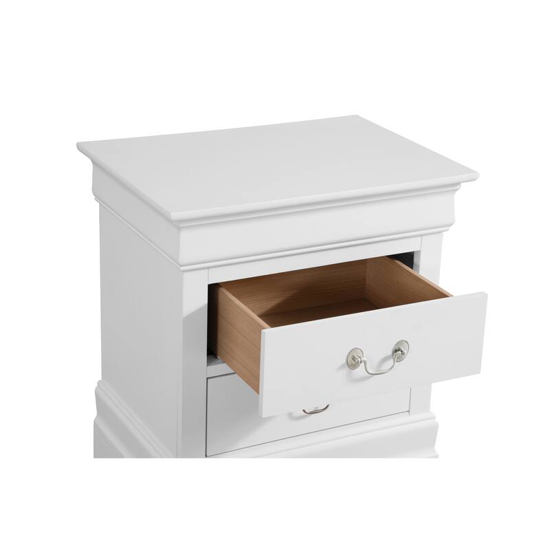 White Traditional Nightstand with Two Drawers