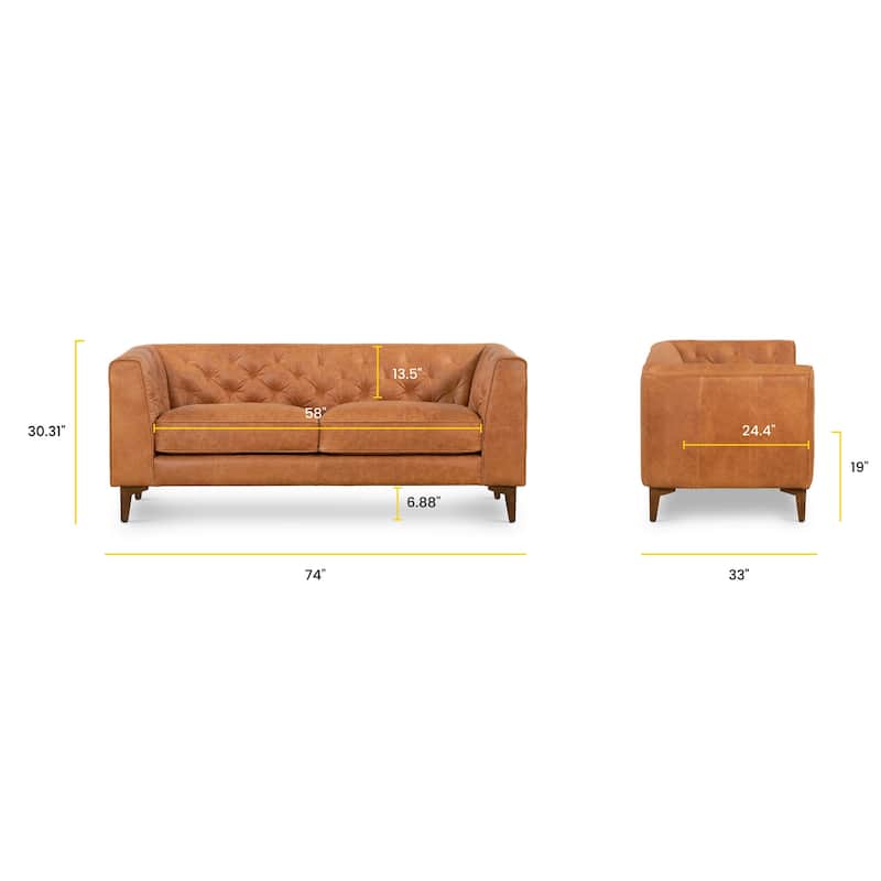 Poly & Bark Essex 74" Apartment Sofa - Full Grain Genuine Italian Leather